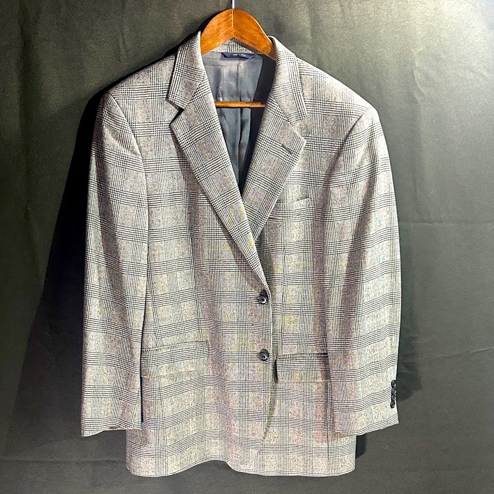Classic Brooks Brothers 100% Wool Gray Houndstooth Men's Blazer